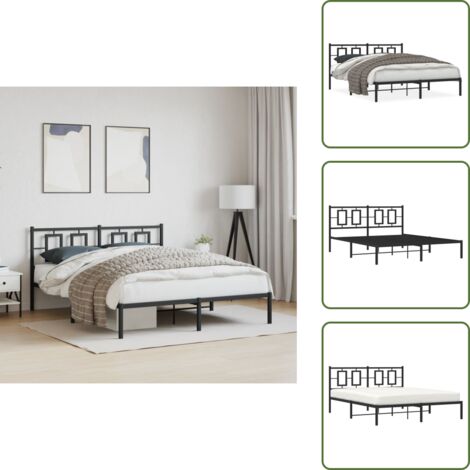 Cama de invitados - vidaXL Estructura cama sin colchón con cabecero metal negro 150x200 cm - Cama de metal