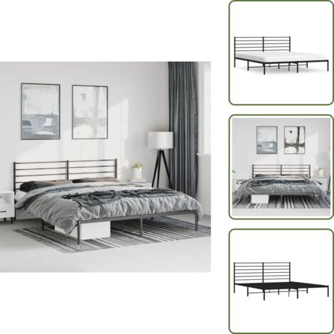 Cama de invitados - vidaXL Estructura cama sin colchón con cabecero metal negro 193x203 cm - Cama de metal