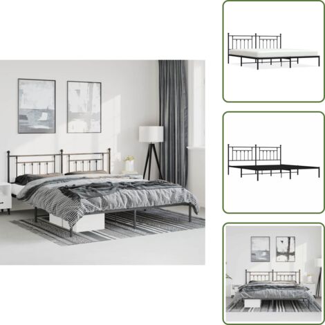 Cama de invitados - vidaXL Estructura cama sin colchón con cabecero metal negro 193x203 cm - Cama de metal