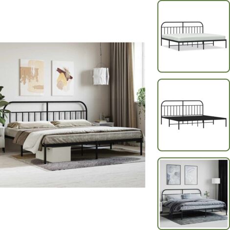 Cama de invitados - vidaXL Estructura cama sin colchón con cabecero metal negro 200x200 cm - Cama de metal