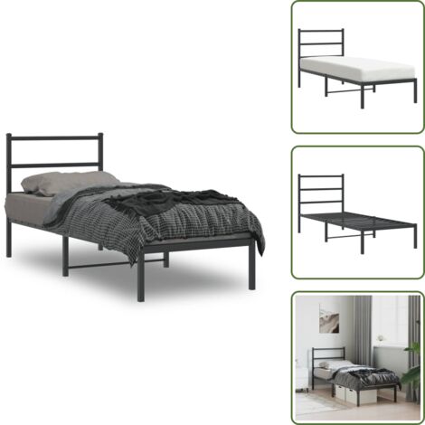 Cama de invitados - vidaXL Estructura cama sin colchón con cabecero metal negro 75x190 cm - Cama de metal