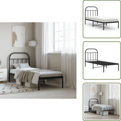 Cama de invitados - vidaXL Estructura cama sin colchón con cabecero metal negro 75x190 cm - Cama de metal