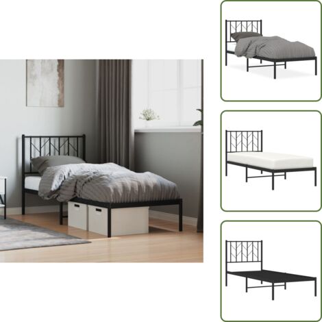 Cama de invitados - vidaXL Estructura cama sin colchón con cabecero metal negro 75x190 cm - Cama de metal