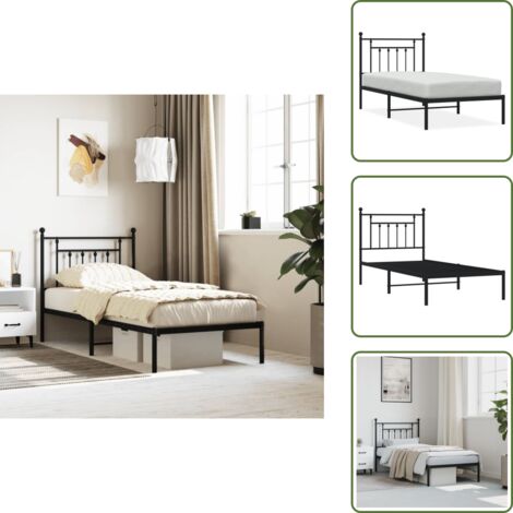 Cama de invitados - vidaXL Estructura cama sin colchón con cabecero metal negro 80x200 cm - Cama de metal