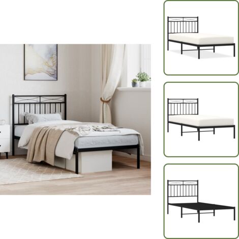 Cama de invitados - vidaXL Estructura cama sin colchón con cabecero metal negro 90x190 cm - Cama de metal