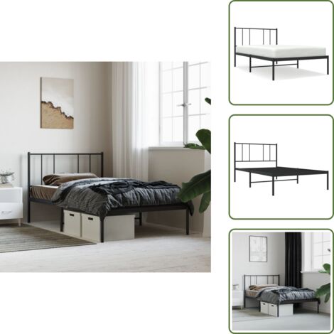 Cama de invitados - vidaXL Estructura cama sin colchón con cabecero metal negro 90x200 cm - Cama de metal