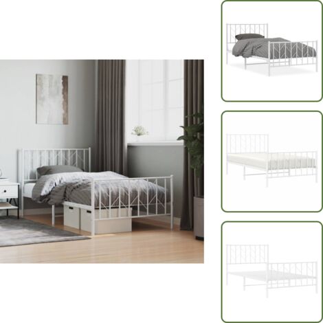 Cama de invitados - vidaXL Estructura cama sin colchón con estribo metal blanco 100x190 cm - Cama de metal