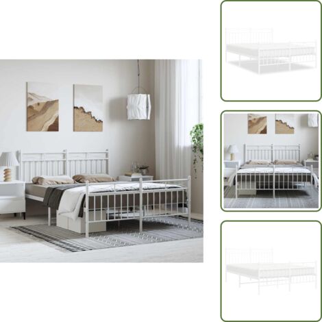 Cama de invitados - vidaXL Estructura cama sin colchón con estribo metal blanco 135x190 cm - Cama de metal