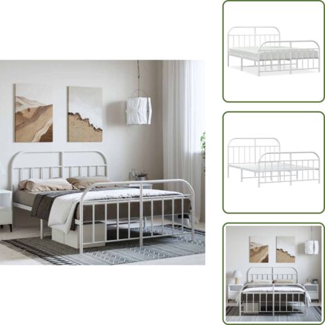 Cama de invitados - vidaXL Estructura cama sin colchón con estribo metal blanco 135x190 cm - Cama de metal