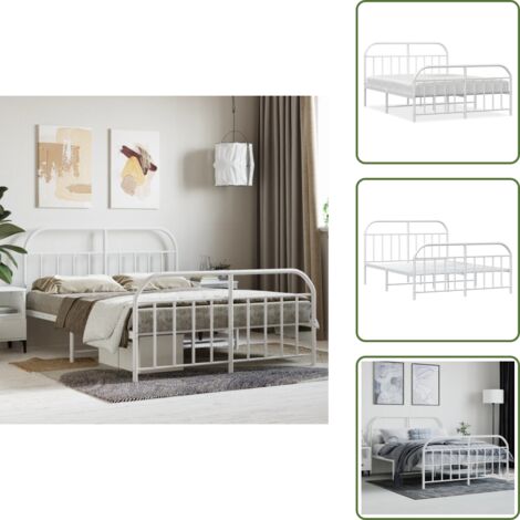 Cama de invitados - vidaXL Estructura cama sin colchón con estribo metal blanco 140x190 cm - Cama de metal