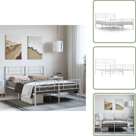 Cama de invitados - vidaXL Estructura cama sin colchón con estribo metal blanco 150x200 cm - Cama de metal