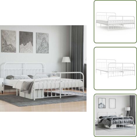 Cama de invitados - vidaXL Estructura cama sin colchón con estribo metal blanco 160x200 cm - Cama de metal
