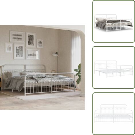 Cama de invitados - vidaXL Estructura cama sin colchón con estribo metal blanco 193x203 cm - Cama de acero