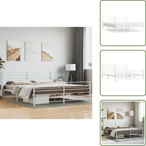 Cama de invitados - vidaXL Estructura cama sin colchón con estribo metal blanco 200x200 cm - Cama de metal