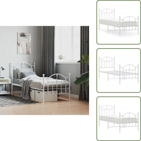 Cama de invitados - vidaXL Estructura cama sin colchón con estribo metal blanco 75x190 cm - Cama de metal