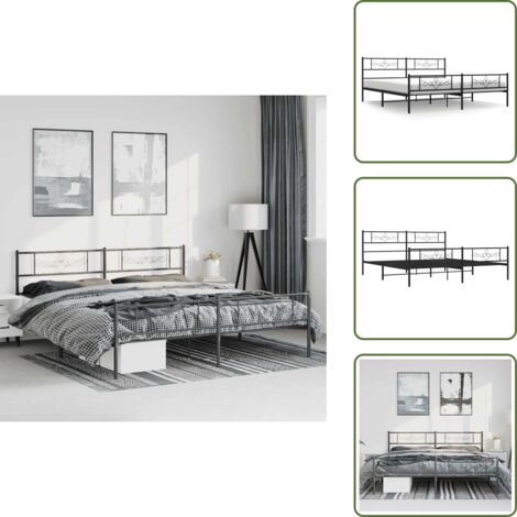 Cama de invitados - vidaXL Estructura cama sin colchón con estribo metal negro 183x213 cm - Cama de metal