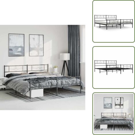 Cama de invitados - vidaXL Estructura cama sin colchón con estribo metal negro 193x203 cm - Cama de metal