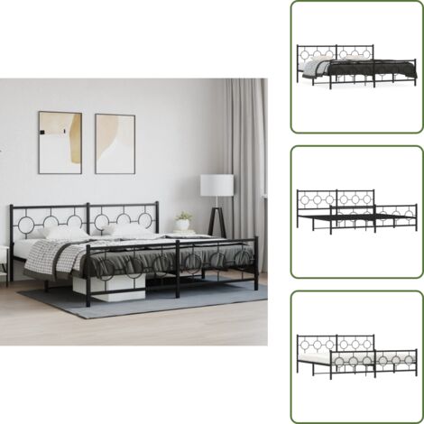 Cama de invitados - vidaXL Estructura cama sin colchón con estribo metal negro 193x203 cm - Cama de metal