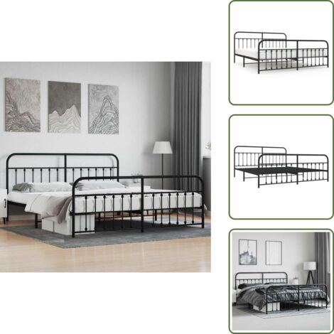 Cama de invitados - vidaXL Estructura cama sin colchón con estribo metal negro 200x200 cm - Cama de metal