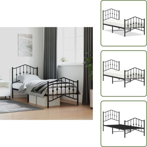 Cama de invitados - vidaXL Estructura cama sin colchón con estribo metal negro 80x200 cm - Cama de metal