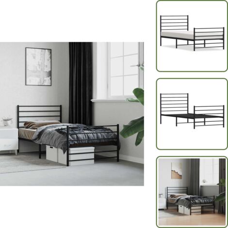 Cama de invitados - vidaXL Estructura cama sin colchón con estribo metal negro 90x200 cm - Cama de metal
