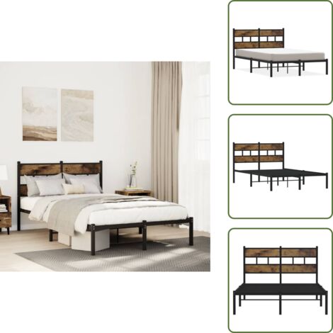 Cama de invitados - vidaXL Estructura de cama sin colchón metal roble ahumado 120x200 cm - Cabecero de cama