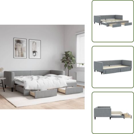 Cama de invitados - vidaXL Sofá cama nido con cajones tela gris claro 90x200 cm - Almacenamiento