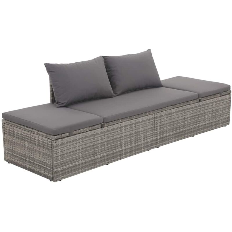 

Cama de jardín 195x60 cm ratán sintético gris