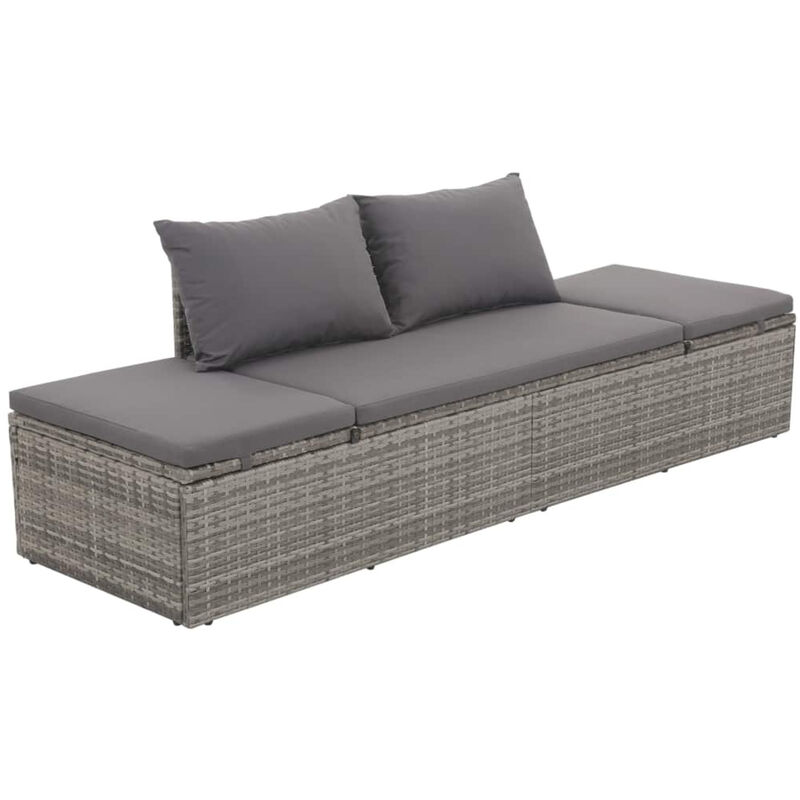 

Cama de jardin 195x60 cm ratan sintetico gris