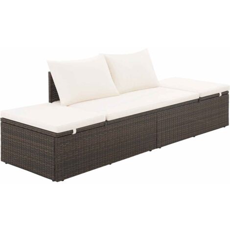 Cama de jardín 195x60 cm ratán sintético marrón vidaXL