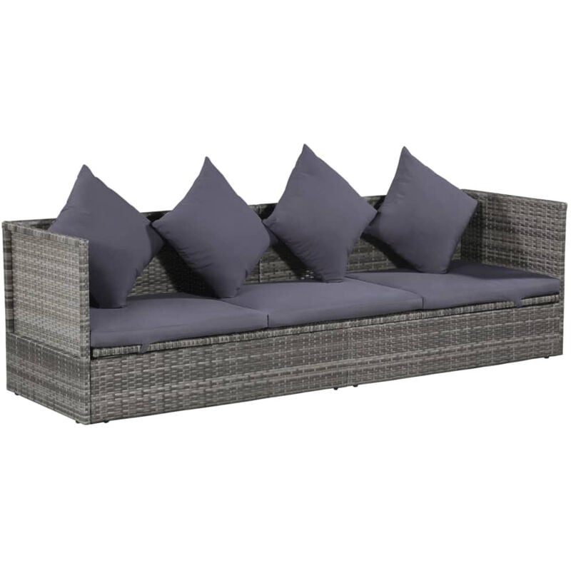 

Cama de jardin 200x60 cm ratan sintetico gris