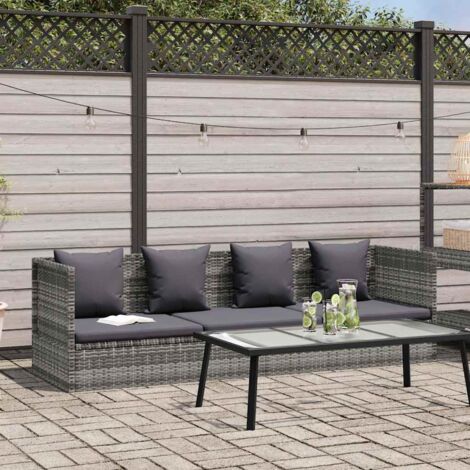 Cama de jardín 200x60 cm ratán sintético gris vidaXL