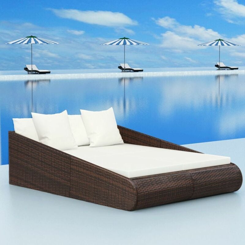 

Cama de jardín 201x139 cm ratán sintético marrón
