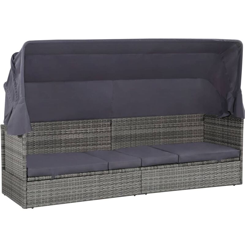 

Cama de jardín con toldo 205x62 cm ratán sintético gris - Gris