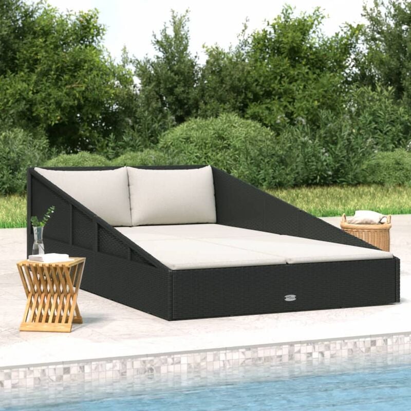 

Cama de jardín ratán sintético negro 201x139 cm - Negro