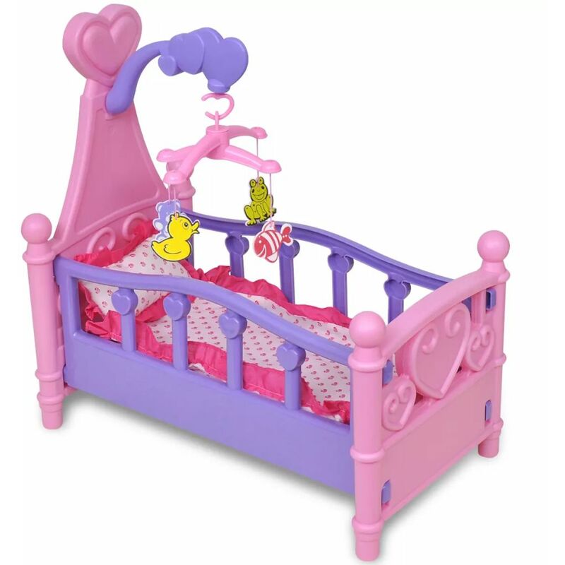 

Cama de juguete para muneca rosa + morada