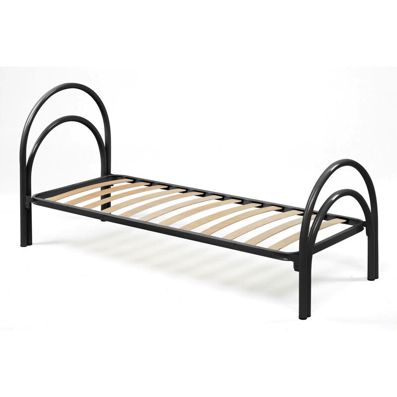 

Cama Mera con listones Made in Italy negro-205x80, Negro, INDIVIDUAL