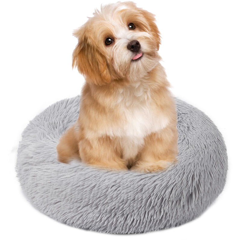 

Decdeal - Cama de lana para perros mullida Almohada redonda de felpa suave para nido de perro Cojin para dormir para mascotas con autocalentamiento,