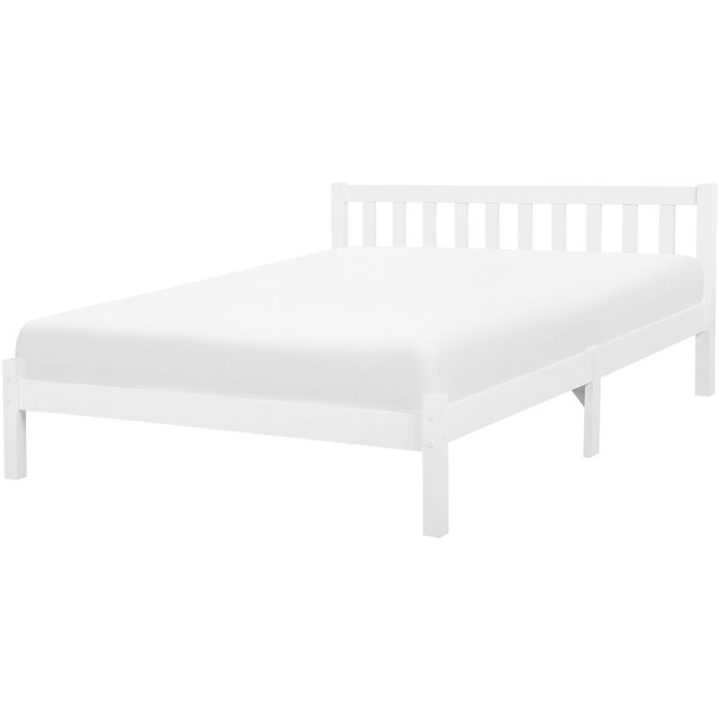 

Beliani - Cama de madera blanca 160 x 200 cm FLORAC