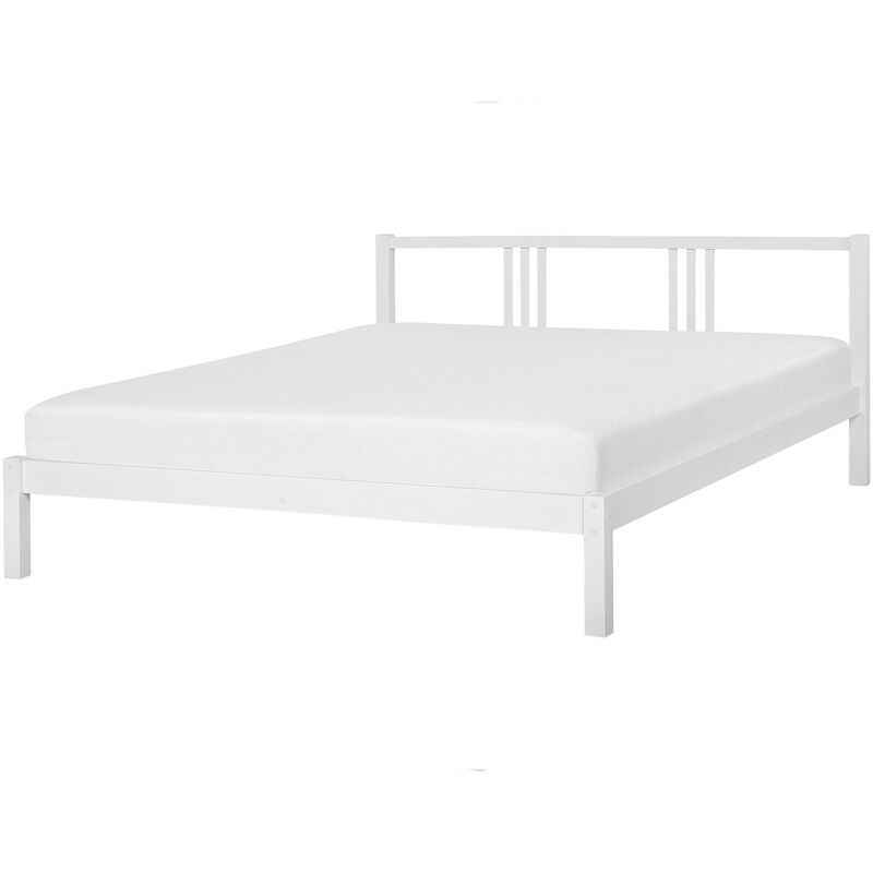 

Beliani - Cama de madera blanca 180x200 cm VANNES