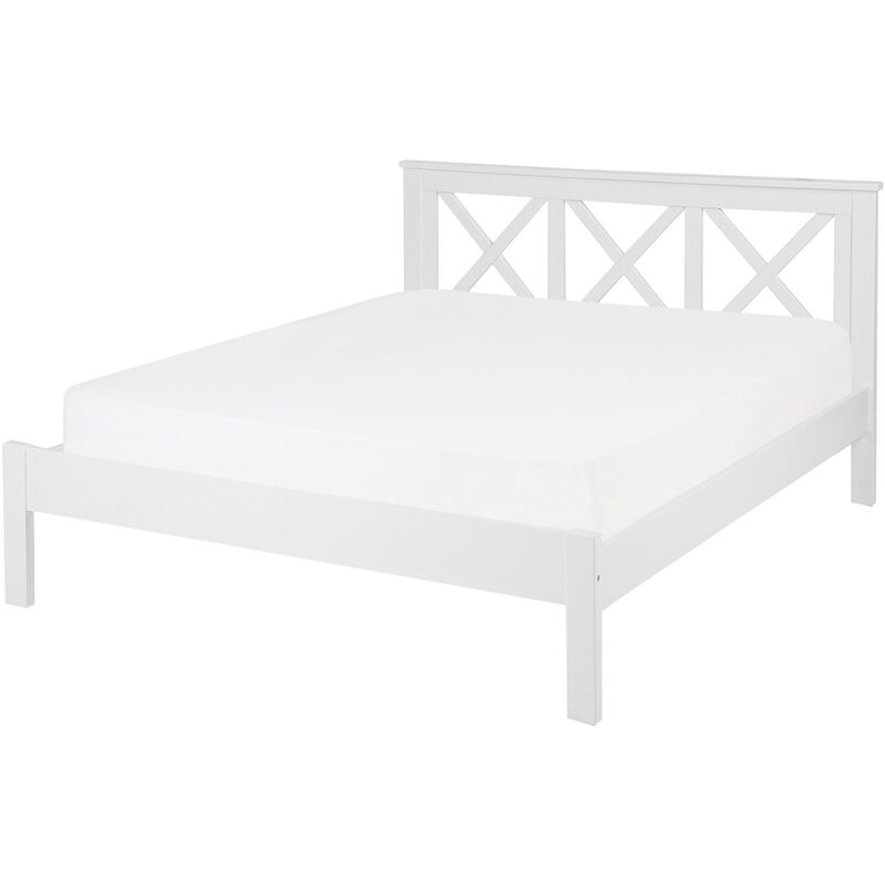 

Beliani - Cama de madera blanca con somier 140x200 cm TANNAY