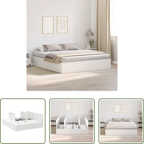 Cama de madera -  Cama con almacenamiento 200 x 200 cm Madera contrachapada