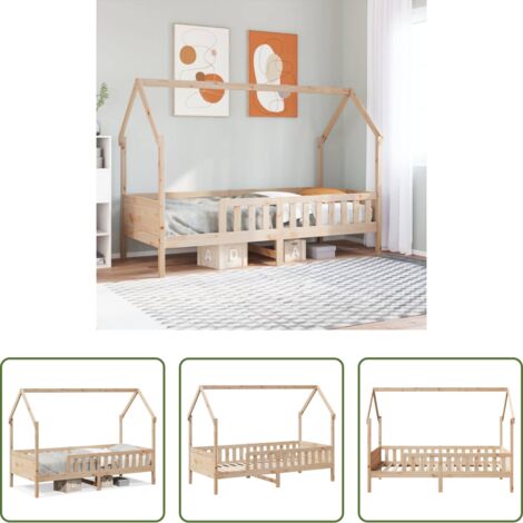 Cama de madera -  Cama con forma de casa para niños madera maciza pino 90x190 cm