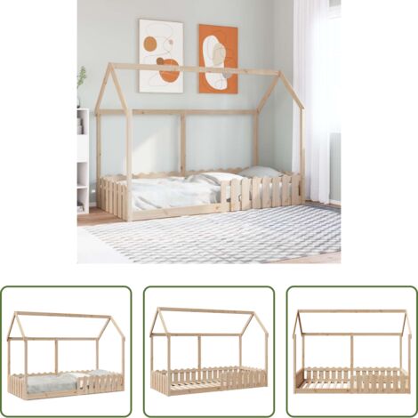 Cama de madera - Cama con forma de casa para niños madera maciza pino 90x190 cm