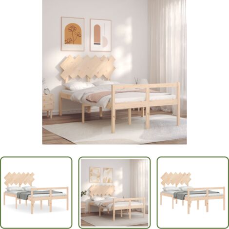 Cama de madera -  Cama de matrimonio personas mayores con cabecero madera maciza