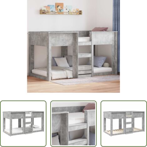Cama de madera -  Cama Litera para Niños Gris Concreto 80 x 200 cm