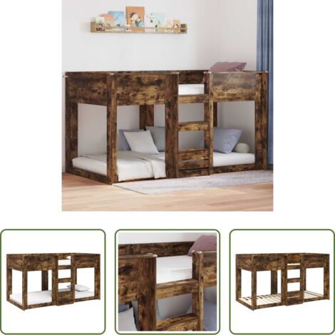 Cama de madera -  Cama Litera para Niños Roble ahumado 80 x 200 cm