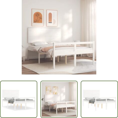 Cama de madera -  Cama para personas mayores con cabecero madera maciza 140x190cm