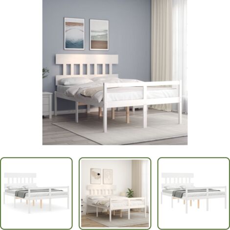 Cama de madera -  Cama para personas mayores con cabecero madera maciza 140x190cm