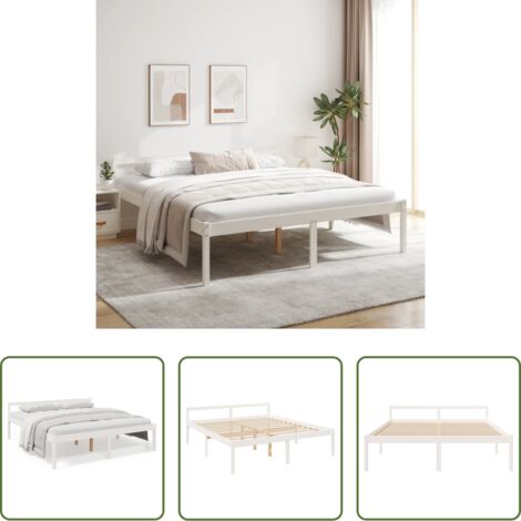 Cama de madera -  Cama senior sin colchón madera maciza de pino blanco 200x200 cm